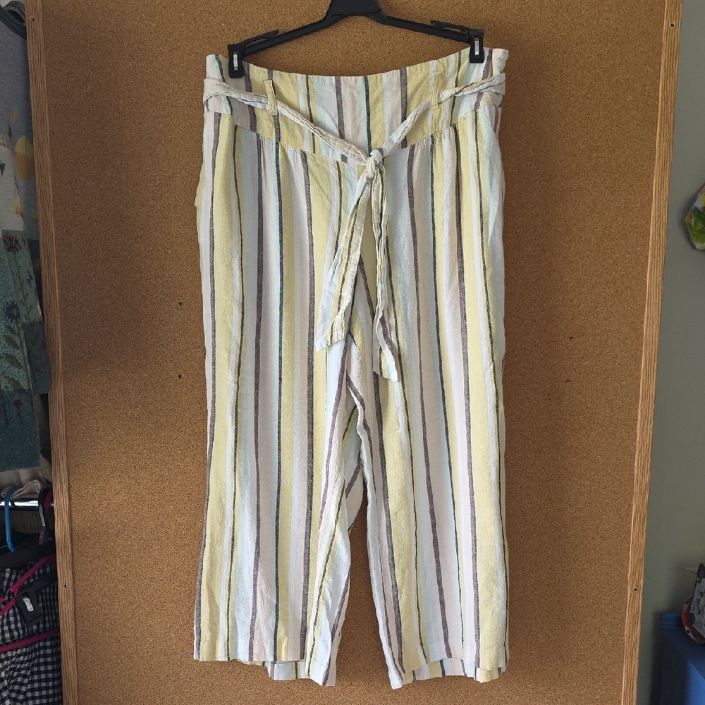 EST. 1946 Linen Blend Striped Tie Waist Crop Pants XL – 24" Inseam